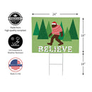 High Country Bigfoot Christmas Yard Sign,"Believe", 24"x18"