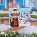 Holly Homestead Highland Cow Yard Sign, "Let It Snow", 24"x18"