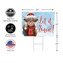 Holly Homestead Highland Cow Yard Sign, "Let It Snow", 24"x18"