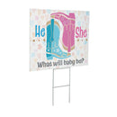 Yard Sign, Pink Blue Boots Gender Reveal