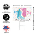 Yard Sign, Pink Blue Boots Gender Reveal