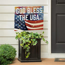 Red White & Bloom Yard Sign with H-Stake, "God Bless The USA", 24"x18"
