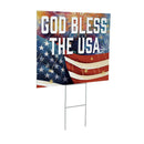 Red White & Bloom Yard Sign with H-Stake, "God Bless The USA", 24"x18"