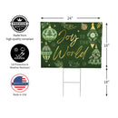 Shades of Emerald Yard Sign, "Joy To The World", 24"x18"