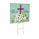 Easter Cross Yard Sign, "He Is Risen," 24"x18"