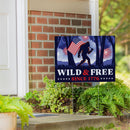 Red White & Bloom Yard Sign with H-Stake, "Wild & Free", 24"x18"