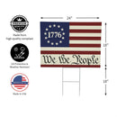Red White & Bloom Yard Sign with H-Stake, We The People, 24"x18"