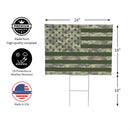 Red White & Bloom Yard Sign with H-Stake, Flag, 24"x18"
