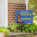 This Calls For Cake Yard Sign with H-Stake, "Happy Birthday to our little Cowboy", 24"x18"
