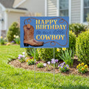 This Calls For Cake Yard Sign with H-Stake, "Happy Birthday to our little Cowboy", 24"x18"