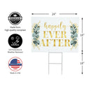 This Calls For Cake Wedding Yard Sign, "Happily Ever After", 24"x18"