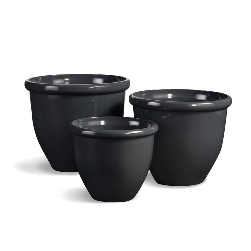 Napa Home Garden, GLAZELITE GARDEN POTS ,SET OF 3 GY,gl304gyd