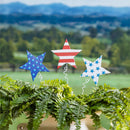 Red, White, & Bloom Garden Stake, Patriotic Star Plant Pick, Set of 48 in Bucket Display