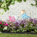 Cottage Garden Metal Hydrangea Petal Bird Stake, 34"H, 2 Asst