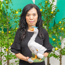 Hillside Pasture Garden Statuary, Resin Goose & Gosling, Solar, 14"H