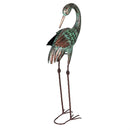 Blue Coastal Garden Statue, Metal Verdigris Heron Statue, Looking Down, 26"H