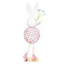 Hop Into Spring Garden Statuary, Metal Pink Hydrangea Bunny, 22.5"H