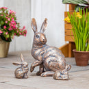 Hillside Pasture Garden Statuary, Resin Mama Bunny & Babies, 13"H, Set of 3
