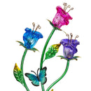 Cottage Garden Statuary, Glass Flower & Butterfly, Solar, 18"H