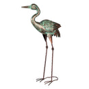 Seaside Retreat Garden Statue, Metal Verdigris Heron Statue, Looking Up, 26"H
