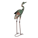Seaside Retreat Garden Statue, Metal Verdigris Heron Statue, Looking Up, 26"H
