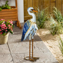 Seaside Retreat Garden Statuary, Metal Blue Heron, 23"H