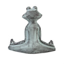 Pollinator Garden Statue, Metal Distressed Yoga Frog Statue, 10"H