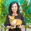 Pet Central Garden Statuary, Metal Happy Corgi, 10.8"H