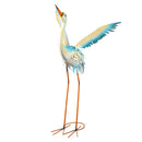 Seaside Retreat Garden Statuary, Metal Wings Up Heron, 40"H