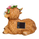 Hillside Pasture Garden Statuary, Resin Bloom & Bubble Highland Cow, Solar, 7"H, Asst of 2
