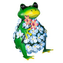 Cottage Garden Statuary, Metal Happy Bloom Frog, 12"H