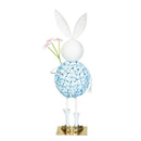 Hop Into Spring Garden Statuary, Metal Blue Hydrangea Bunny, 22.5"H