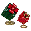 Howdy Holidays, Christmas Gift Box Metal Statuary, Set of 2