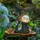Cottage Garden Statue, LED Fairy With Orb Statue, 12"H