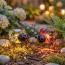 Cottage Garden Statuary, Metal Crackle Glass Floral Bee, 7", Asst of 2