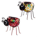 Cottage Garden Statuary, Metal Crackle Glass Floral Bee, 7", Asst of 2