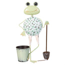 Cottage Garden Statuary, Metal Happy Floral Frog with Planter, 20"H
