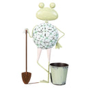 Cottage Garden Statuary, Metal Happy Floral Frog with Planter, 20"H