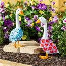 Hillside Pasture Garden Statuary, Metal Hydrangea Goose, 13"H, Asst of 2