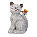 Pet Central Garden Statuary, Resin Happy Cat with Light-up Butterfly, Solar, 12"H