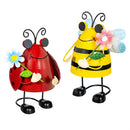 Cottage Garden Statuary, Metal Animated Eye Ladybug & Bee, Solar, 10"H, Asst of 2