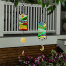 Hillside Pasture Outdoor Hanging Decor, GlD Stained Glass Sun and Moon, 2 Asst