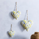 Seaside Retreat Songbird Citrus Hanging Decor Metal Heart Shaped Set