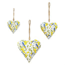 Seaside Retreat Songbird Citrus Hanging Decor Metal Heart Shaped Set