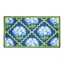 Blue Hydrangea Trellis Indoor/Outdoor Hooked Rug 24"x42"