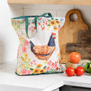 Hillside Pasture Tote Foldable Compact Tote Bag Floral Rooster, 15.5"L x 4.5"W x 16.5"H