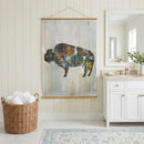 Hillside Pasture Indoor Wall Decor Canvas Tapestry, Color block Bison 52"X 36" Canvas Tapestry