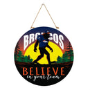 Denver Broncos Bigfoot Round Door Decor with Hanging Rope, 18x18