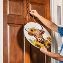 Harvest Blossom Highland Cow and Sunflowers Wood Door Decor, 18"