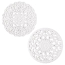 Blue Coastal Indoor Wall Decor, Wood, White Patterned Round Wall Art, Asst of 2